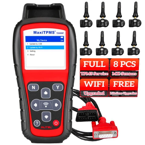 Autel MaxiTPMS TS508WF KIT Sensor Programming TPMS Programming Tool = TS508WF + 8PCS Rubber Valves MX-Sensor, TPMS Relearn/Program/Activate Scan Tool, Upgrade of TS508 TS501 Pro