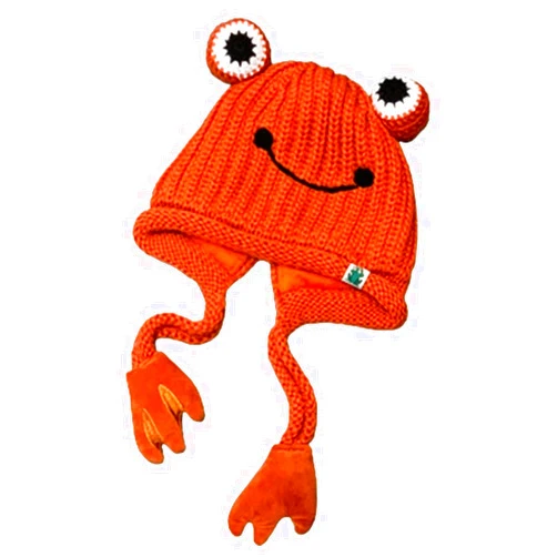 Obosoyo Women's Cute Frog Hat Crochet Knitted Winter Ear Protective Beanie Hat Big Eye Outdoors Autumn Cap