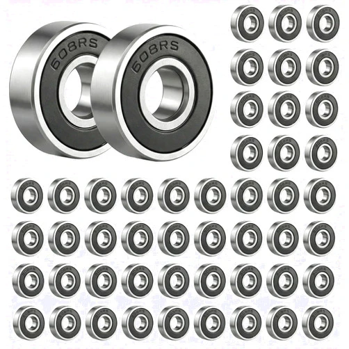 Louis Poems 50 Pcs 608-2RS Ball Bearings (8x22x7mm) - High Speed, Pre-Lubricated & Double Rubber Sealed Miniature Bearings for Skateboards, Inline Skates, 3D Printers, and Small Motors (Bulk Value Pack)