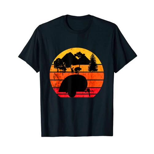 Cool Outdoor Campgrounds Traveling Teardrop Trailer Caravan Retro Vintage Sunset Camping T-Shirt