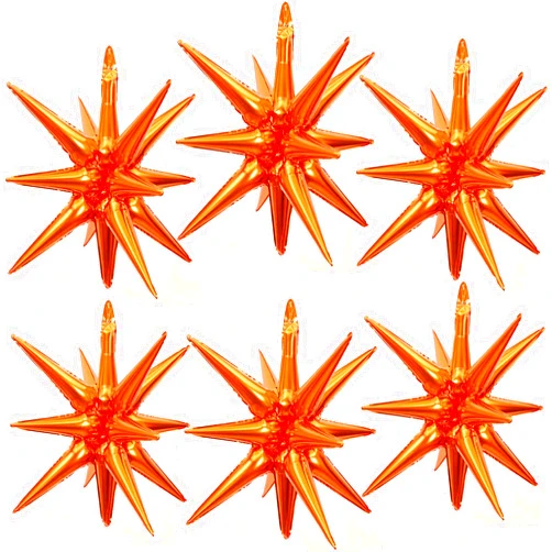 BBPOOL 6 Pcs Orange Star Balloons,22 Inch Red Starburst Balloons Star Foil Mylar Balloons for Birthday Party Wedding Christmas Anniversary Graduation Decorations