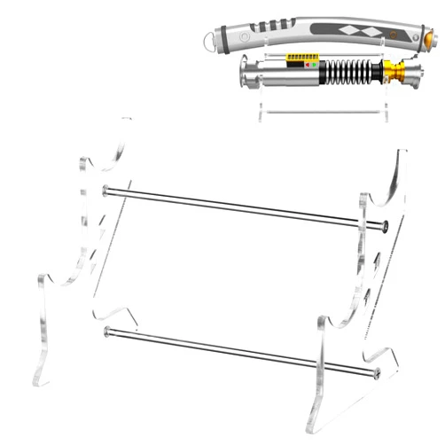 Cosmos Lightsaber Stand Acrylic Sword Display Stand Desktop 2 Tier Lightsaber Display Rack Light Saber Hilt Horizontal Fixed Stand Flute Stand Decorative Holders (Transparent Clear - 5 cm Dia.)