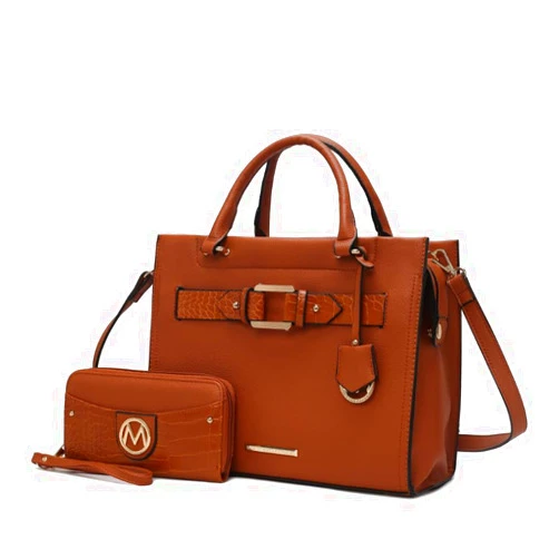 MKF Collection Crossbody Tote Bag for Women & Wristlet Wallet Purse Set – PU Leather Top-Handle Satchel Shoulder Handbag