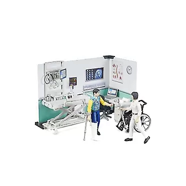 Bruder Toys - Emergency Bworld Health Station Includes Doctor and Patient Figures, Hospital Bed and Wheelchair, and Medical Equipment - Ages 4+