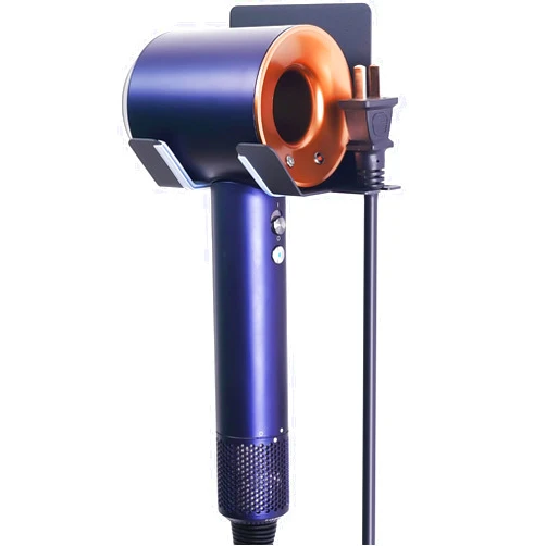 PTALSEAW Hair Dryer Holder, Hair Tool Organizer Blow Dryer Holder Hair Dryer Holder Wall Mount Self Adhesive, Compatible for Dyson Hair Dryer Holder Cabinet Bathroom Black, PTALSEAW