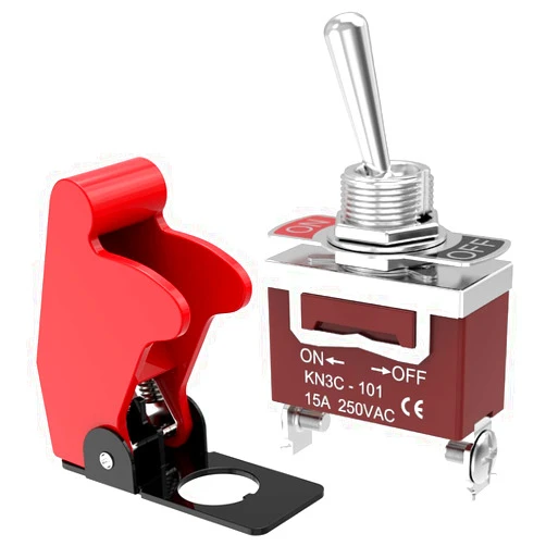 Malictele Toggle Switch, Malictele 12V 20A Safety Cover ON/Off Toggle Switch SPST 2Pin 12VDC/120VAC Heavy Duty Toggle Rocker Switch with Red Aircraft Covered for Automotive/UTV/Trucks