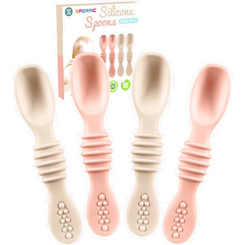 Sperric Silicone Baby Spoon, Baby Led Weaning, First Stage Baby Spoons, Baby Feeding Spoon Set Gum Friendly BPA Lead Phthalate & Plastic Free, Baby Self Feeding Utensils for Infant & Toddler, Great Gift Set