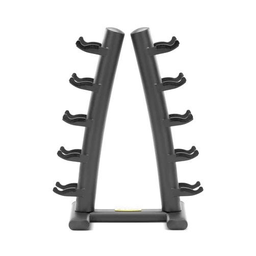 ZIVA 5 Pair Hexagon Dumbbell/Tribell Rack - Gym, Home Storage Rack – Steel Frame, Curved Delta Design, Floor Protecting Feet – Black Powder Coated Finish (Dims: 28
