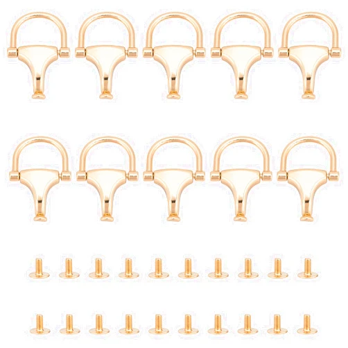 WADORN 10 Sets Purse Suspension Clasp, D Ring Stud Rivet for Bag Making Rotatable D Ring Buckle Metal Ring with Rivets Chain Strap Connector DIY Bag Hardware Replacement for Handmade Bag Making