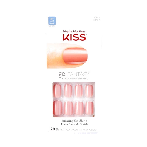 Kiss Nails GEL FANTASY Short Design Nails w/Adhesive Tabs & Glue (KGN12-RIBBONS) (1 PACK)