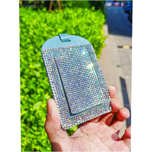 LuckyMao Bling Luggage Tag 1 Packs Blue Glitter Sparkle Diamond Luggage Tags Blue Rhinestones Glitter Baggage Handbag School Bag Suitcase Instrument Tag