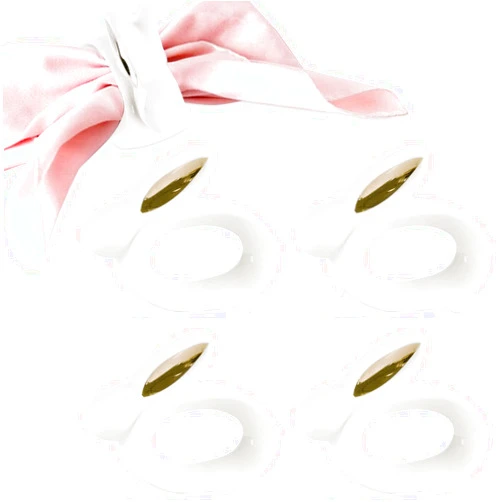 JINMURY Set of 4 Porcelain Rabbit Easter Napkin Rings- White Bunny Napkin Ring Gold Ears Bunny Ceramic Napkin Ring Holder for Easter Dinner Decoration Spring Party Table Settings Decor