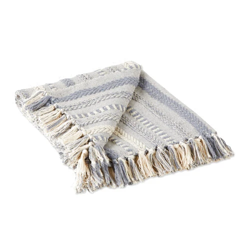 DII Braided Striped Throw, 50x60, Gray