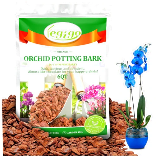Legigo 6 Quarts Organic Orchid Potting Bark- All Natural Orchid Bark Potting Mix Pine Bark Wood Chips for Houseplant Mulch, Orchid Plants Root Development