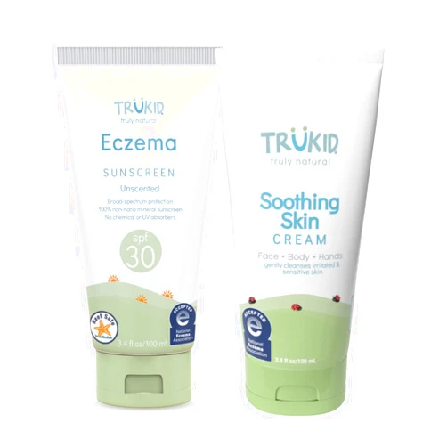 TruKid NEA-Accepted Eczema Relief Bundle | Skin Cream and Sunscreen | All Natural Ingredients, Unscented, Hydrates, Moisturizes and Protects Irritated & Sensitive Skin | Two Products