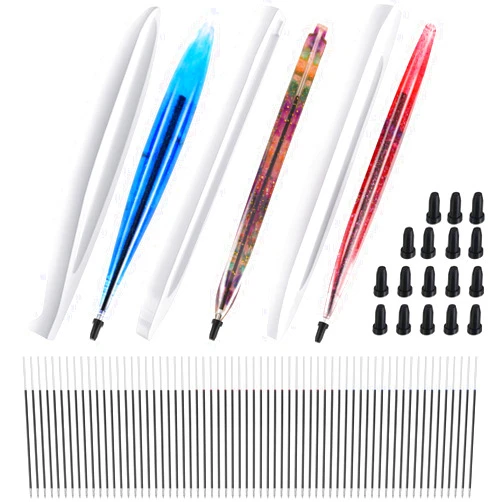 Outus 203 Pieces Pen Shape Resin Molds set 3 pieces Ballpoint Pen Silicone Molds with 100 Pieces Ballpoint Refill Pens and 100 Pen Caps, Cylinder Shaped Casting Silicone Molds for DIY Pen Crafts Making Tool