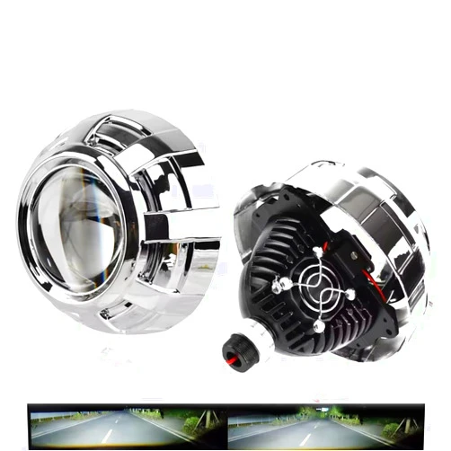 HDYEGIOU 3.0 inch Bi Projector Lens with Silver Shrouds,Universal Projector Lens for Car Retrofit,Focus Beam with Sharp Cut Off Line,Hi/Lo Beam