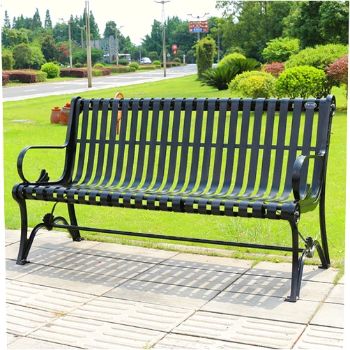 TVDPI Cast Iron Benches for Outside, Outdoor Patio Bench, Outdoor Benches Weatherproof, Black Steel Cast Iron Frame Chair, Garden Bench Clearance for Yard, Porch, Park