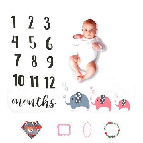 sunvito Baby Milestone Blanket | 1 to 12 Months | Plush Organic Baby Photo Blanket for Baby Boy Girl | Large 47Inch x 39Inch | Baby Month Blanket for Newborn Baby Shower