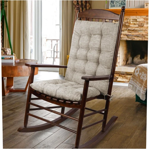 ELFJOY Extra Large Rocking Chair Cushion Thick Linen Chair Pads Back and Seat Cushion 2 Piece Set with Ties