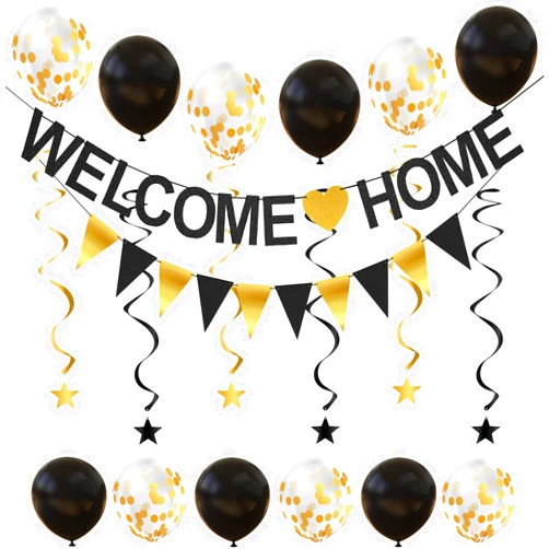 PARTYSURE Welcome Home Banner Decorations with Welcome Home Sign, Garland, Balloons and Hanging Swirls for Military Homecoming Deployment Returning, Welcome Home Party Supplies