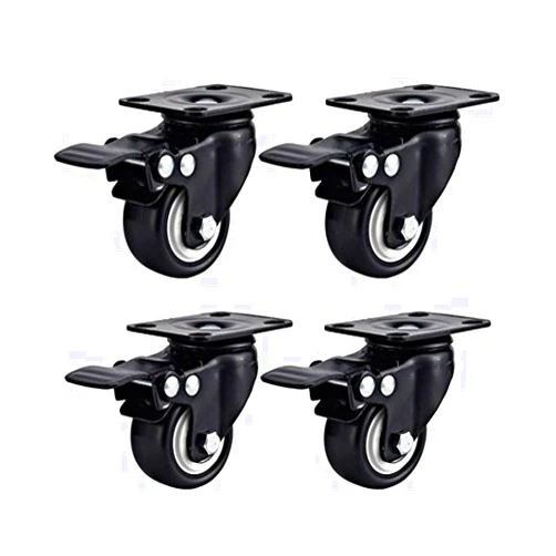 Online Best Service Swivel Caster Wheels Rubber Base with Top Plate & Bearing Heavy Duty with Total Lock Brake Pack of 4 Black by Online Best Service (2