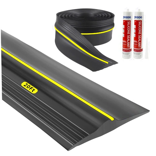 VUAOHIY Universal Garage Door Bottom Threshold Seal Rubber Strip with Adhesives, DIY Weatherproof Weather Stripping Replacement (20FT, Black)