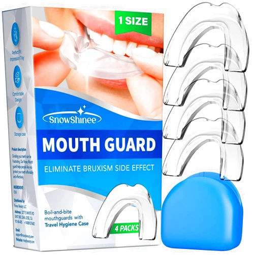 SNOWSHINEE Mouth Guard: Mouthguards for Grinding of Teeth - Reusable Night Guards for Teeth Grinding - Mouth Guard for Clenching Teeth at Night - Nighttime Protection - Teeth Grinding Mouth Guard (4 Piece)