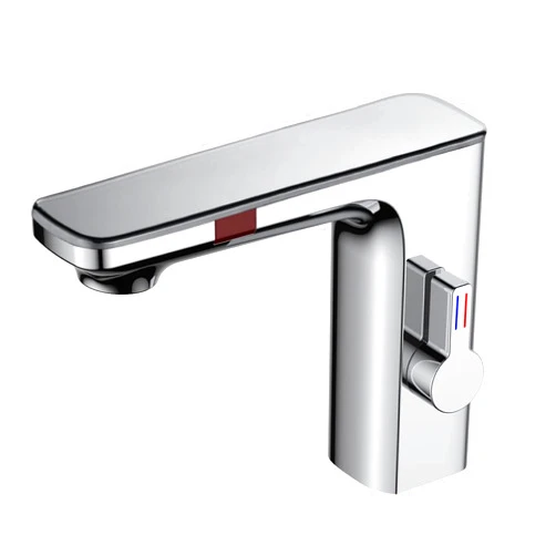 Generic Smart LCD Sensor Basin Faucet, Digital Display Screen Hot and Cold Water Mixer Tap, Brass Deck Mounted Touchless Bathroom Sink Faucet,Chrome (Chrome) (Chrome)