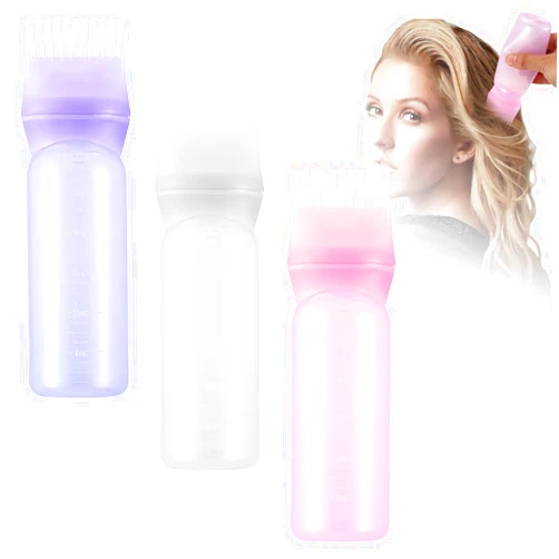 Siyurongg Root Comb Applicator Bottles, 177 ML/6 OZ Hair Oil Applicators, 3pcs Applicator Bottle for Hair Dye Bottle Applicator Brush with Graduated Scale, Hair Root Comb Color Applicator Bottle