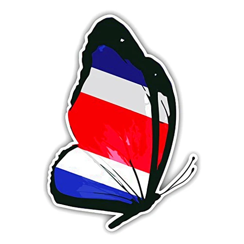 Novlandia1 Costa Rica Flag Butterfly Sticker | Car Bumper, Laptop, Water Bottle, Wall, Window Waterproof Vinyl Sticker Decal
