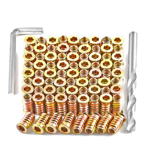 PGMJ 80 Pcs M6 Threaded Insert Nuts Furniture Screws - Hex Socket Drive Metal Assorted Screws, Bolts Fastener Connector for Home Cabinets Tools and Accessories (M6x20mm)