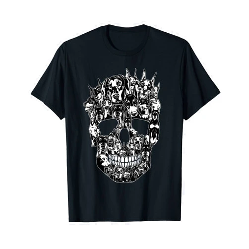 Cool Skeleton Dog Skull Dog Lover Halloween Puppy Funny Dog Lover Doberman Skull Halloween Costume T-Shirt