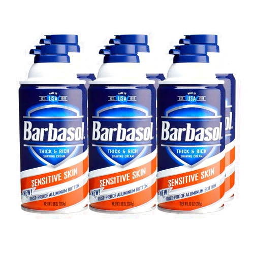 Barbasol Sensitive Skin Thick and Rich Shaving Cream for Men, 10 oz., Pack of 6 10 Ounce (Pack of 6)