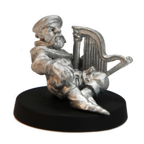 Stonehaven Male Dwarven Musician Miniature Figure (for 28mm Scale Table Top War Games) - Made in US