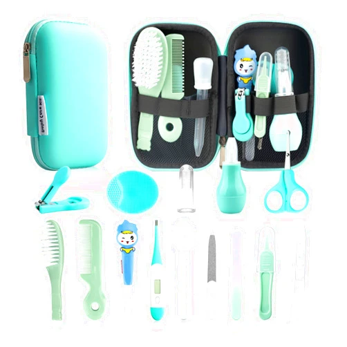 Esonto Baby Healthcare and Grooming Kit, 15 in 1 Baby Safety Set Newborn Nursery Health Care Set with Hair Brush Scale Nail Clippers for Baby Girls Boys(15 Kits Green)