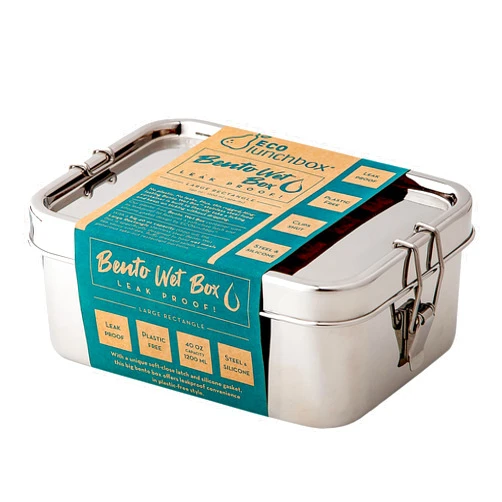 Ecolunchbox Stainless Steel Bento Box Rectangle - Holds 5 Cups Food - Leakproof