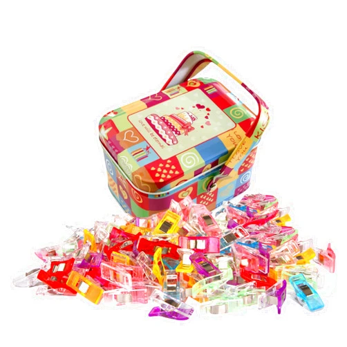 Soraco Sewing Clips for Fabric and Quilting 100 Pcs with Tin Box,Sewing Notions Assorted Colors for Craft