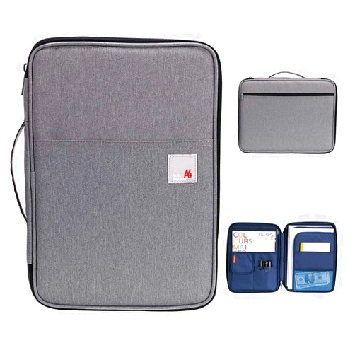 BTSKY New Universal A4 Document Bags Portfolio Organizer- Waterproof Travel Gear Organizer Zipper Case/Document File Bag for Ipads, Notebooks, Pens, Document Dark Grey New