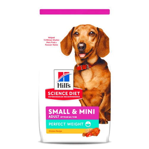 Hill's Science Diet Perfect Weight, Adult 1-6, Small & Mini Breeds Weight Management Support, Dry Dog Food, Chicken Recipe, 12.5 lb Bag