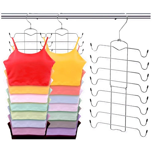 AcowSpt 3 Pack Closet Organizer and Storage - 8 Tier Tank-Top-Hanger, Bra Organizer, Hangers Space Saving, Dorm Room Essentials for College Students Girls, Apartment Essentials Storage and Organization
