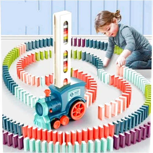 Generic Domino Train Toy Set for Kids - 60pcs, Domino Blocks Set Building and Stacking Toy Creative Kids Games Gift Dominoes for Boys Girls Ages 3-8