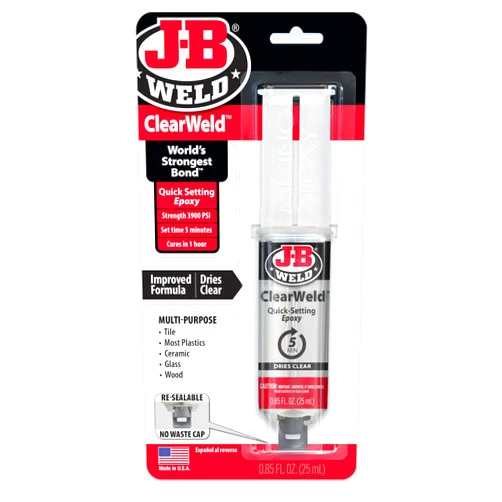 J-B Weld 50112 ClearWeld 5 Minute Set Epoxy Syringe - Clear - 25 ml, 25ml