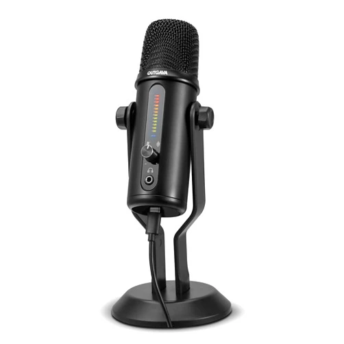 OUTGAVA USB Condenser Gaming Microphone Mini Computer Cardioid Mic with Visual Volume Lamp and Noise Reduction Control, Ideal for Podcasting, Streaming, Compatible with PC/Mac/Ps4/Phone