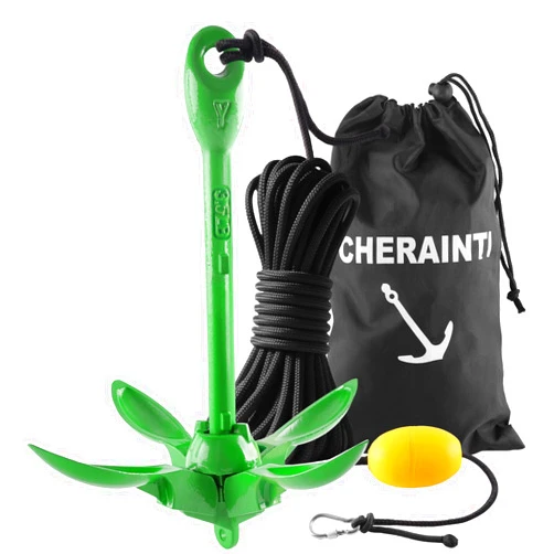 CHERAINTI Kayak Anchor, 3.5 Lb Folding Marine Grapnel Anchor Kit with 40ft Rope and Buoy for Kayaks Jet Ski SUP Paddle Boards PWC Inflatable Small Boat Canoes Fishing, Kayaking & Boating Accessories