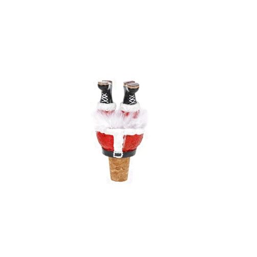 Ganz Christmas Wiggle Legs Wine Bottle Stopper Marabou Feathers- Mrs. Claus, Santa or Elf (Santa)