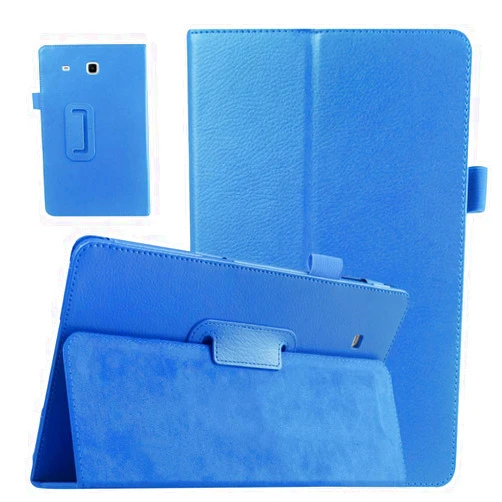EKVINOR Galaxy Tab E 9.6 Case - Slim Leather Stand Folio Case Cover for Samsung Galaxy Tab E 9.6 Inch Tablet (Fit All Versions SM-T560 T561 T565 and SM-T567V) - Light Blue
