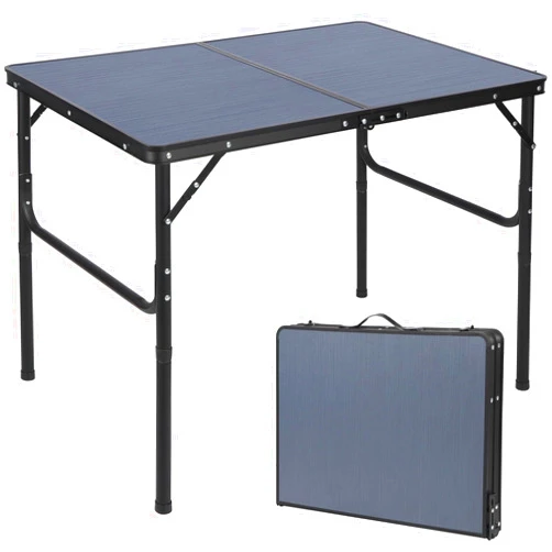 RedSwing Folding Table Adjustable Height, Lightweight and Portable Aluminum Frame Camping Table for Outdoor Indoor Picnic, 3 Feet, Black
