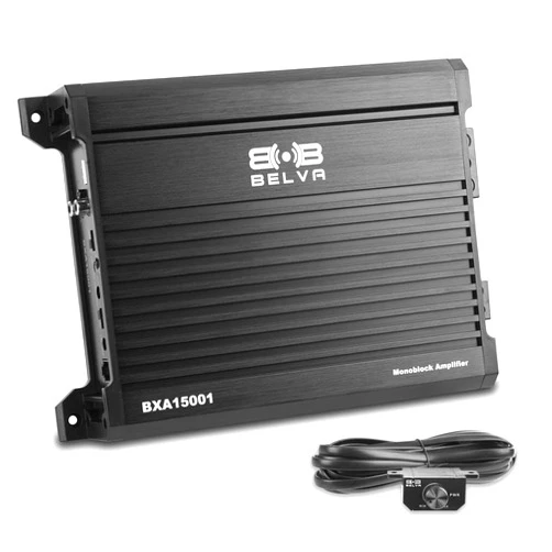 Belva BXA15001 1500W Peak BX-Series 2-Ohm Stable Class-A/B Monoblock Car Audio MOSFET Amplifier with Remote Subwoofer Level Control