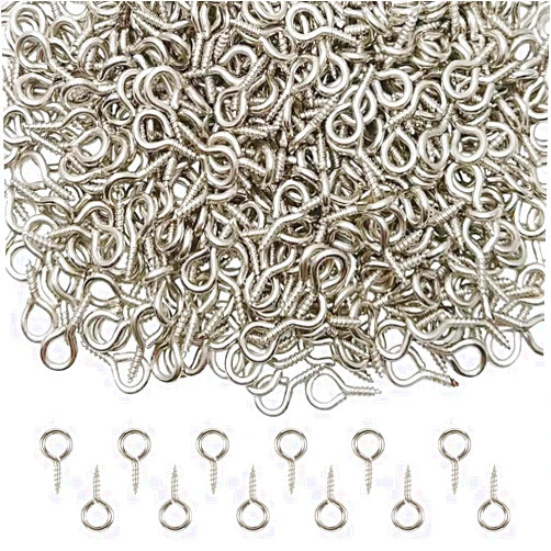 Aigeou 200PCS Small Eye Screws 4 x 8mm Jewelry Making Eyelets Pin Mini Screw Eyes Pin Hook for Art DIY Crafts (Dark Silver)